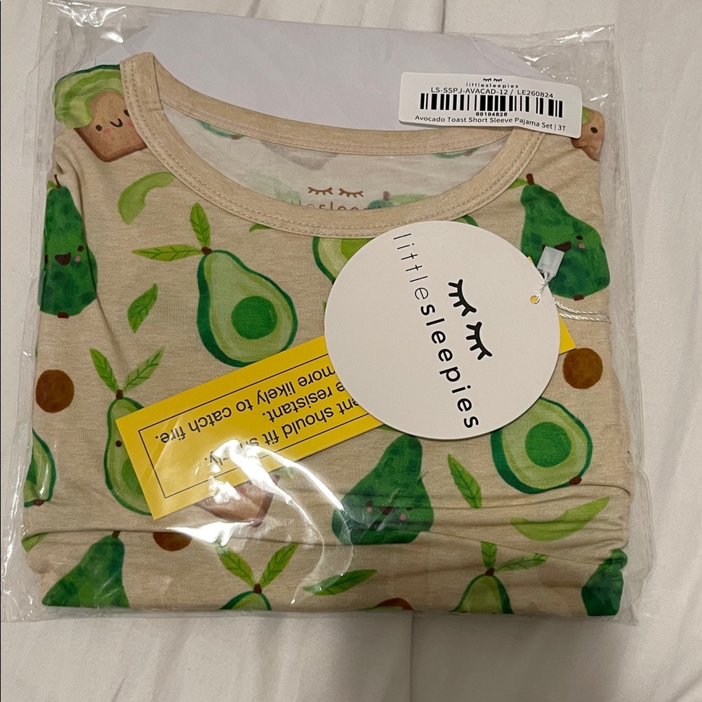 Little Sleepies Avocado Print Pajama Set in Green and Tan